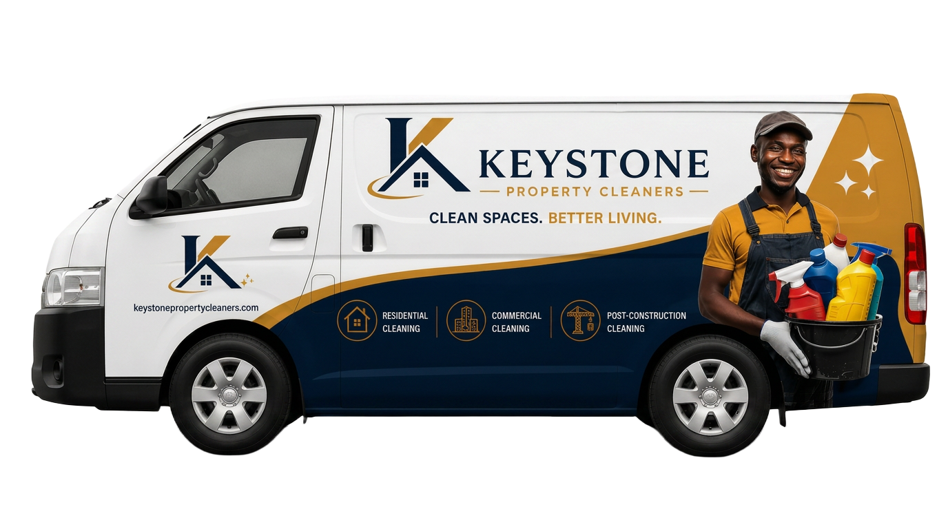 Keystone Property Cleaners branded service van in Lagos Island and surrounding areas